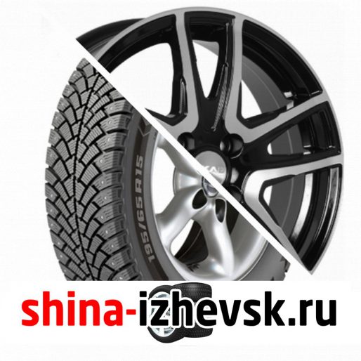Колесо в сборе BF Goodrich G Force Stud 205/55 R16 Q 94 + СКАД Сидней 6xR16 4×100 ET41 DIA60.1 Черный глянцевый с полированной лицевой поверхностью в Ижевске